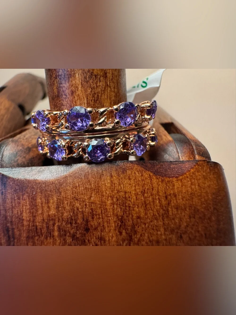 Bomb Party Set of 2 Rose Gold Purple Topaz CZ Plated Size 8 Rings